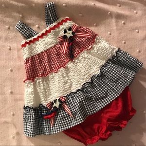 American Red White & Blue 6-9 Mo. dress & bloomer